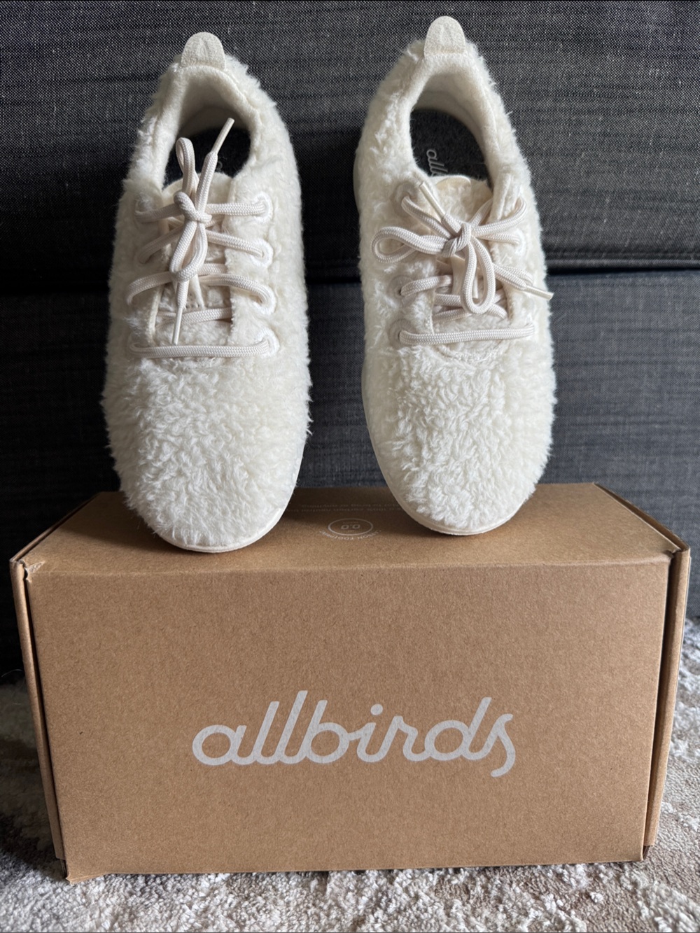 Kids Allbirds Wool Runner Fluff Sneakers Y1 - Sherpa - NIB
